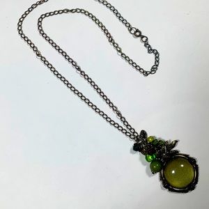 Green Acrylic Stone Pendant Necklace